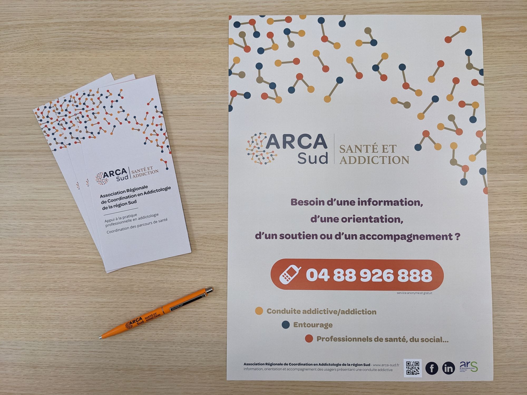 Photo des dépliants et affiches ARCA-Sud